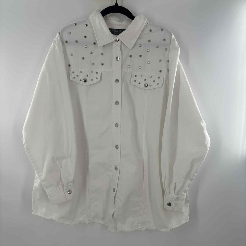 Delta Burke Jeans wear Women's Size 22W Silver Studded Western Long Sleeve